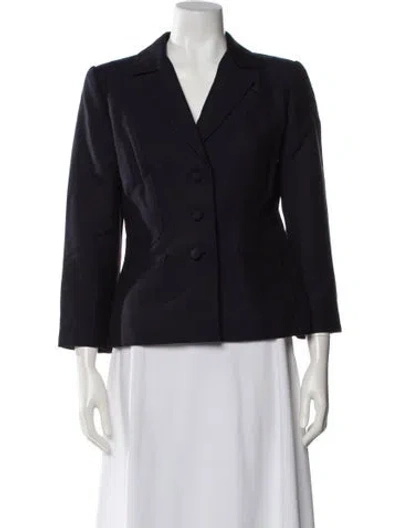 Pre-owned Oscar De La Renta Mohair Blazer In Blue