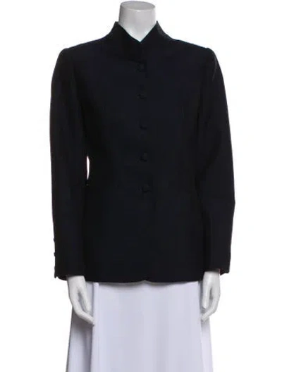 Pre-owned Oscar De La Renta Mohair Jacket In Blue