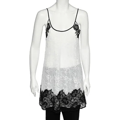 Oscar De La Renta Monochrome Lace Slip Dress In White