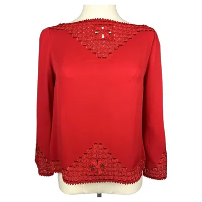 Pre-owned Oscar De La Renta Moroccan-inspired Blouse By Pierre Balmain, Designed By  � 2000 In Red
