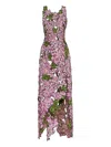 Oscar De La Renta Mosaic Sequin-floral Embroidered Midi Dress In Multi