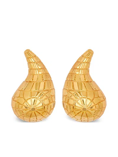 Oscar De La Renta Mosaic Teardrop Ohrclips In Gold