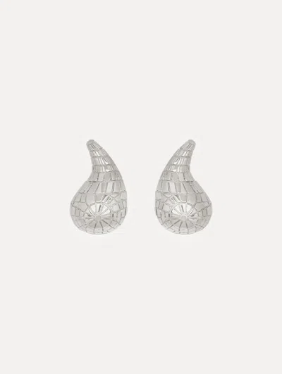 Oscar De La Renta Mosaic Teardrop Earrings In Silver
