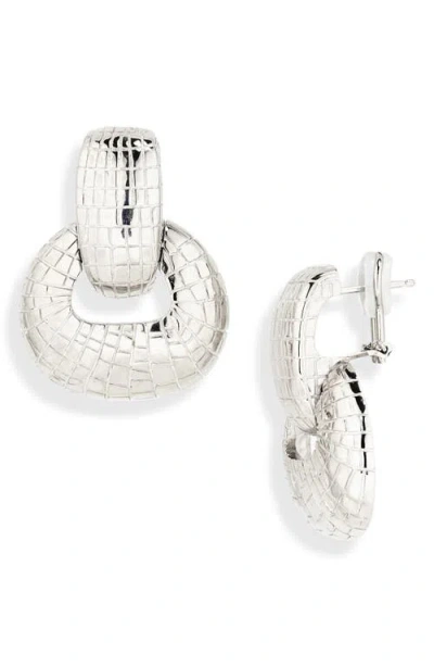 Oscar De La Renta Mosaic Texture Drop Earrings In Silver