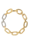 Oscar De La Renta Mosaic Two-tone Chain Link Necklace In Gold