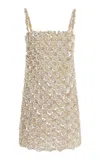 Oscar De La Renta Mother Of Pearl-embellished Mini Dress In Neutral