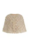 Oscar De La Renta Mother Of Pearl-embellished Tulle Cape In Neutral