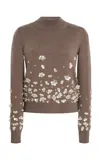 Oscar De La Renta Mother Of Pearl-embellished Wool Sweater In Brown