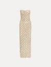 Oscar De La Renta Mother Of Pearl Embroidered Column Gown In Neutral
