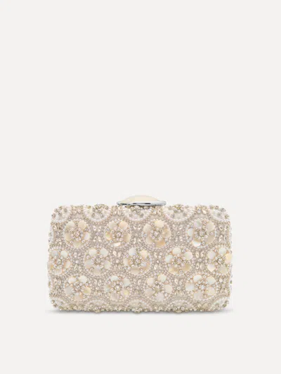 Oscar De La Renta Mother Of Pearl Embroidered O Minaudire In White