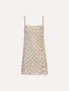 Oscar De La Renta Pearly Embroidered Sleeveless Mini Dress In Brown