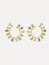 Oscar De La Renta Multi-colored Crystal Hoop Earrings