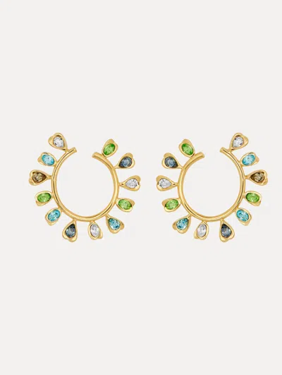 Oscar De La Renta Multi-colored Crystal Hoop Earrings