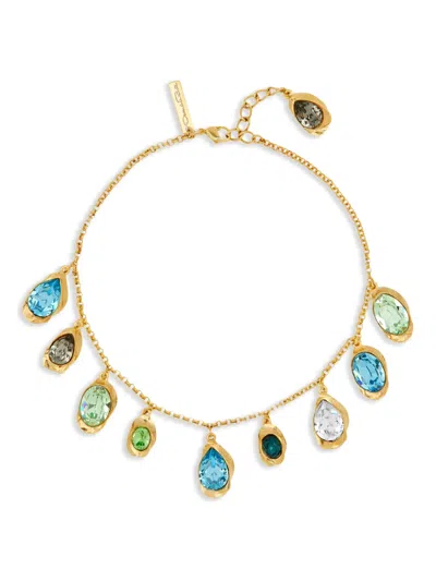 Oscar De La Renta Multi-colored Crystal Necklace In Gold