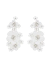 Oscar De La Renta Multi-flower Sequin Clip-on Earrings In White