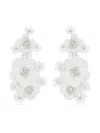 Oscar De La Renta Multi-flower Sequin Clip-on Earrings In White