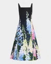 Oscar De La Renta Multi Foxglove Degrade Printed Faille Midi Cocktail Dress In Multi