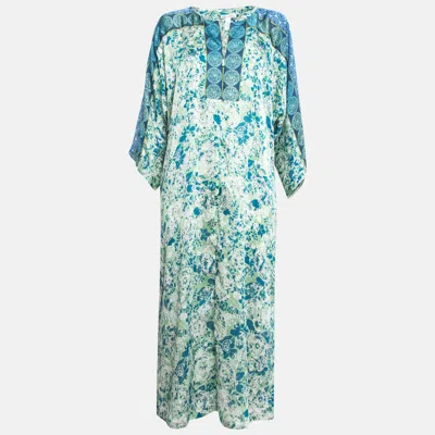Pre-owned Oscar De La Renta Multicolor Mystic Eclipse Print Crepe Kimono Dress S