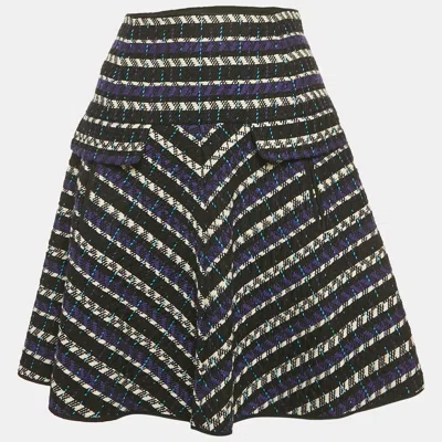 Pre-owned Oscar De La Renta Multicolor Patterned Wool Mini Skirt M