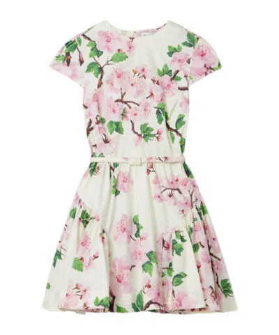 Oscar De La Renta Multi-layer Floral Printed Mini Dress In Brown