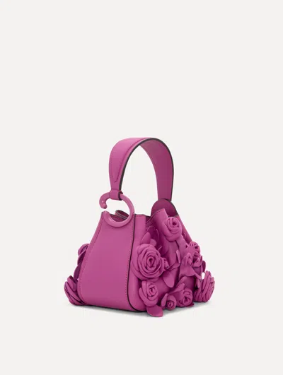 Oscar De La Renta Nano Floral Appliqu O Handle Bag