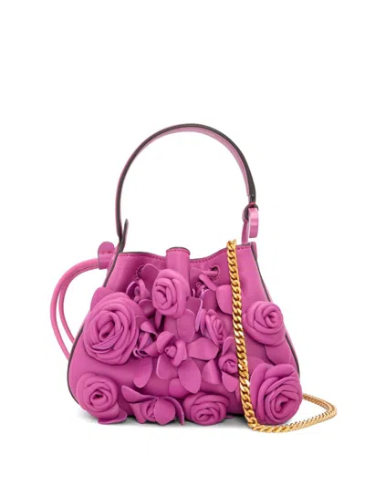 Oscar De La Renta Nano O Handle Floral-appliqué Bag In Pink
