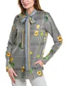 Oscar De La Renta Nasturtium Plaid Silk Twill Tie Shirt In White