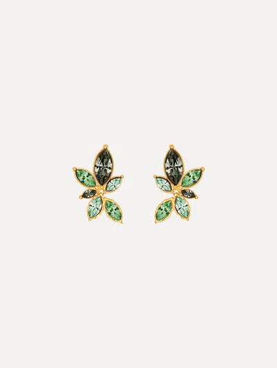 Oscar De La Renta Navette Crystal Clip-on Earrings In Gold