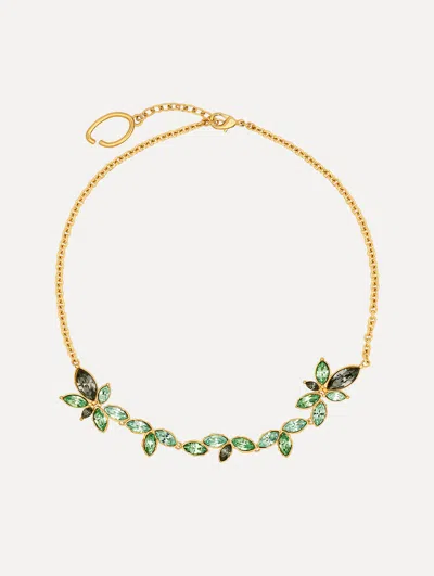 Oscar De La Renta Navette Crystal Necklace In Gold