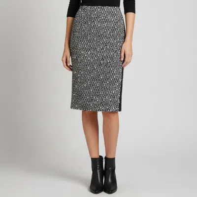 Pre-owned Oscar De La Renta Navy Blue Tweed Slit Knee Length Skirt S