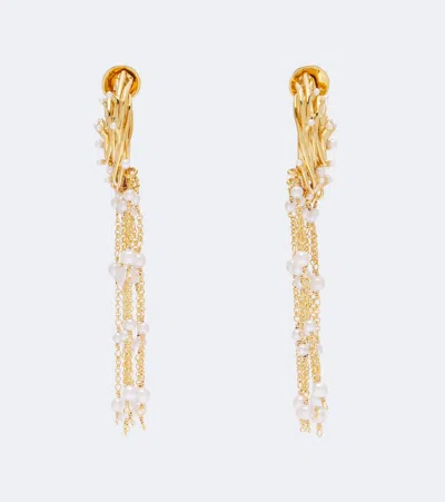 Oscar De La Renta Nest Embellished Drop Earrings In Gold