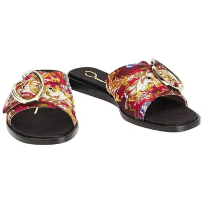 Pre-owned Oscar De La Renta New  2019 Sandals Flats Slides Sz 37.5 $1275 In Black