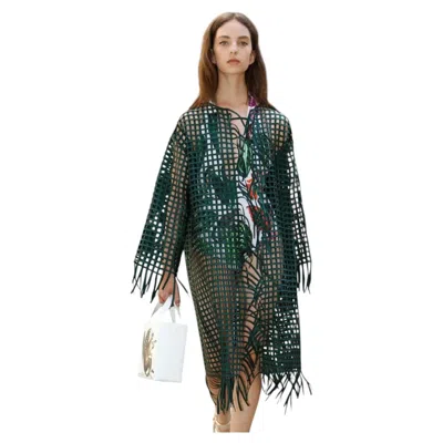 Pre-owned Oscar De La Renta New  Resort 2018 Green Coat Cover-up Or Jacket Sz 10