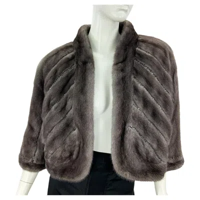 Pre-owned Oscar De La Renta Nwt $16775  Fw 2009 Iris Mink Embroidered Bolero Jacket M In Black