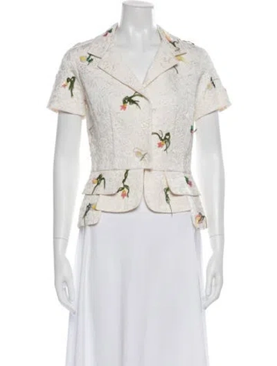 Pre-owned Oscar De La Renta Nylon Floral Print Vest In Neutral