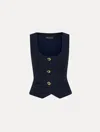 Oscar De La Renta O Button Cotton Tweed Vest