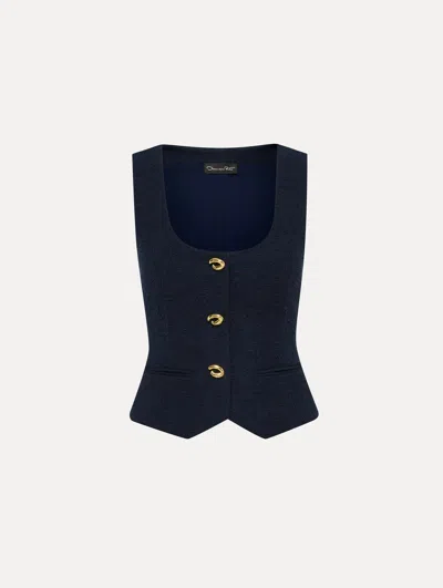 Oscar De La Renta O Button Cotton Tweed Vest