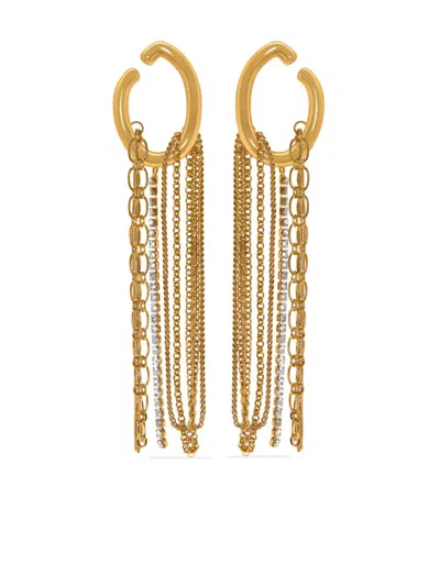Oscar De La Renta O Chain Fringed Earrings In Gold