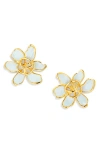 Oscar De La Renta O Enamel Flower Stud Earrings In Gold