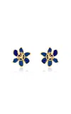 Oscar De La Renta O Enamel Flower Stud Earrings In Navy