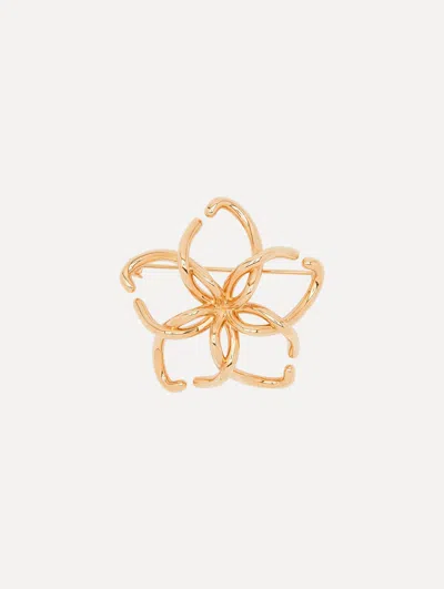 Oscar De La Renta O Flower Brooch In Gold