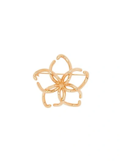 Oscar De La Renta O Flower Brooch In Gold
