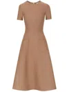 Oscar De La Renta Button-detailed Knit Midi Dress In Brown