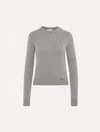 Oscar De La Renta O Flower Wool Pullover With Scarf In Gray