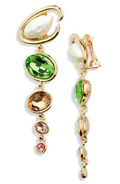 Oscar De La Renta O-link Linear Drop Earrings In Gold Multi