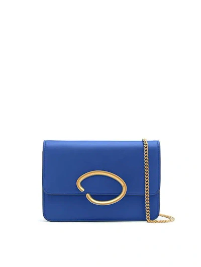 Oscar De La Renta O Pochette Leather Crossbody Bag In Blue