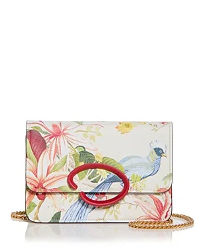 Oscar De La Renta O Pouchette Floral Print Shoulder Bag In Pink