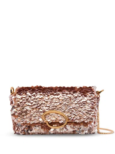 Oscar De La Renta O Sequinned Shoulder Bag In Champagne