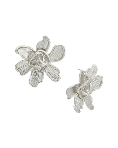 Oscar De La Renta Mini O Textured Flower Stud Earrings In Metallic