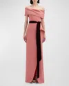 Oscar De La Renta Off-the-shoulder Wool-blend Gown In Rouge